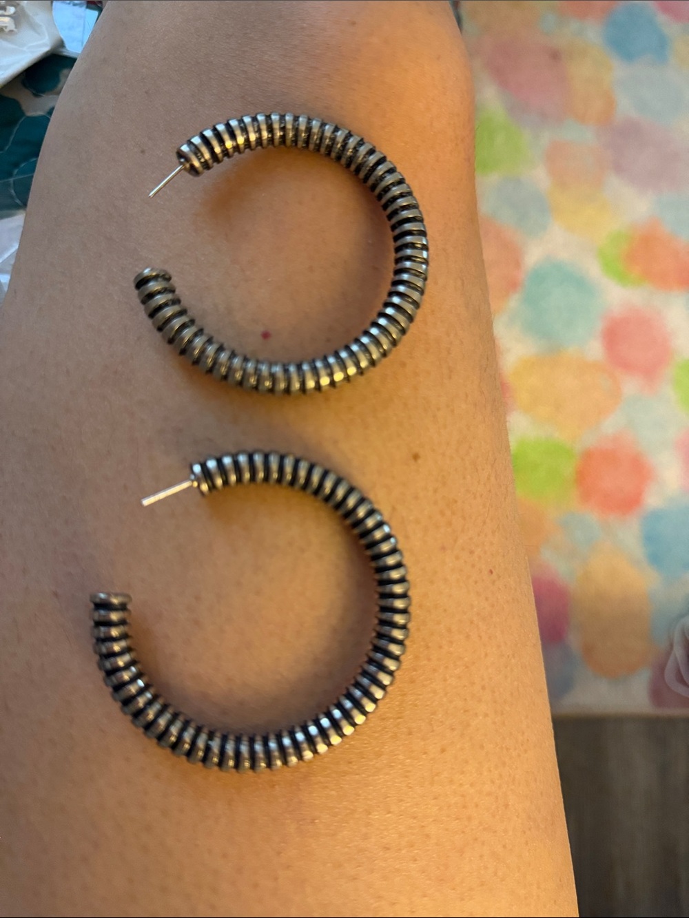 Black and Silver Spiral Hoop Earrings
